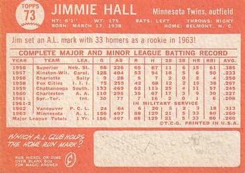 1964 Topps #73 Jimmie Hall Back