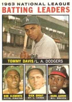 1964 Topps #7 1963 National League Batting Leaders (Tommy Davis / Bob Clemente / Dick Groat / Hank Aaron) Front