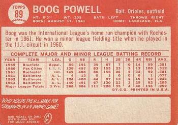 1964 Topps #89 Boog Powell Back