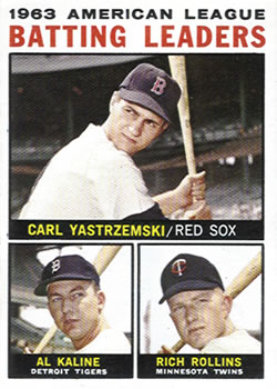 1964 Topps #8 1963 American League Batting Leaders (Carl Yastrzemski / Al Kaline / Rich Rollins) Front