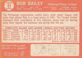 1964 Topps #91 Bob Bailey Back