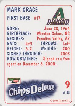 2003 Keebler Arizona Diamondbacks SGA #9 Mark Grace Back