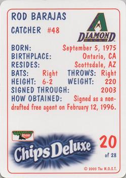 2003 Keebler Arizona Diamondbacks SGA #20 Rod Barajas Back