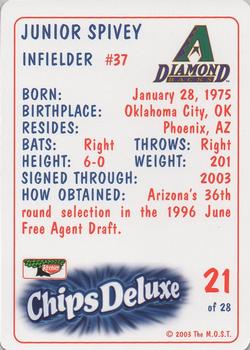 2003 Keebler Arizona Diamondbacks SGA #21 Junior Spivey Back