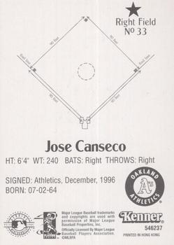 1998 Kenner Starting Lineup Cards #546237 Jose Canseco Back