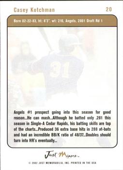 2002-03 Justifiable #20 Casey Kotchman Back