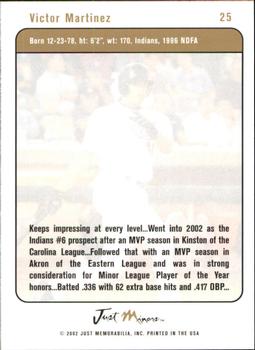 2002-03 Justifiable #25 Victor Martinez Back