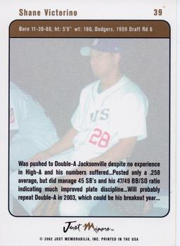 2002-03 Justifiable #39 Shane Victorino Back