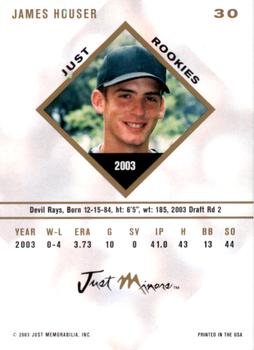 2003-04 Just Rookies #30 James Houser Back