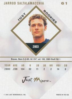 2003-04 Just Rookies #61 Jarrod Saltalamacchia Back