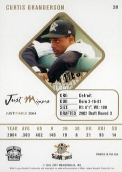 2004 Justifiable #28 Curtis Granderson Back