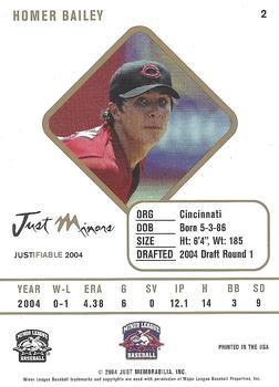 2004 Justifiable #2 Homer Bailey Back