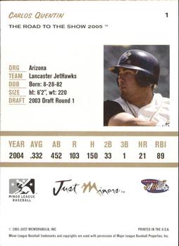 2005 Just Minors Road to the Show #1 Carlos Quentin Back