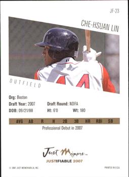 2007 Justifiable #JF-23 Che-Hsuan Lin Back