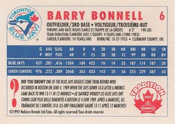 1992 Nabisco Canada Tradition #6 Barry Bonnell Back