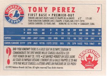 1992 Nabisco Canada Tradition #7 Tony Perez Back