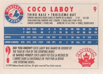1992 Nabisco Canada Tradition #9 Coco Laboy Back
