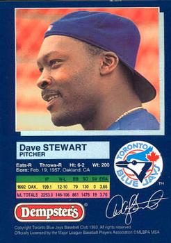 1993 Dempster's Toronto Blue Jays #14 Dave Stewart Back