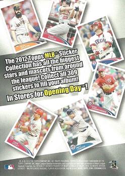 2012 Topps #NNO In Stores for Opening Day! (2012 Sticker Set) Back