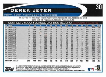 2012 Topps #30 Derek Jeter Back