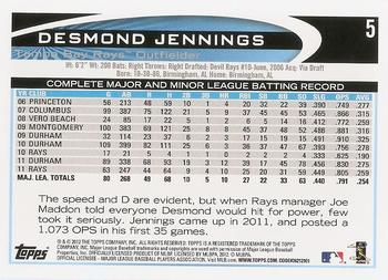 2012 Topps #5 Desmond Jennings Back