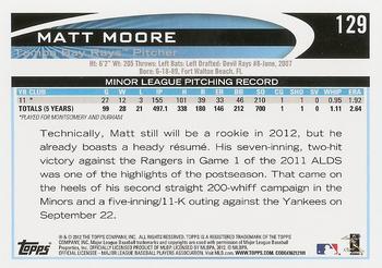 2012 Topps #129 Matt Moore Back