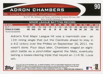 2012 Topps #90 Adron Chambers Back