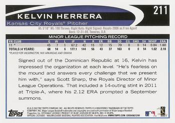 2012 Topps #211 Kelvin Herrera Back