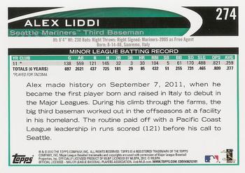 2012 Topps #274 Alex Liddi Back