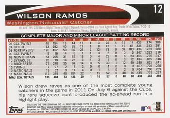 2012 Topps #12 Wilson Ramos Back