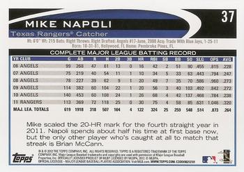 2012 Topps #37 Mike Napoli Back
