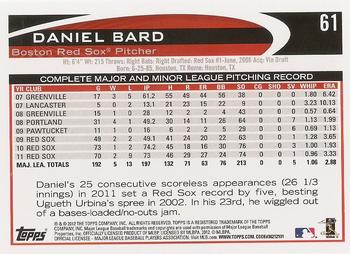 2012 Topps #61 Daniel Bard Back