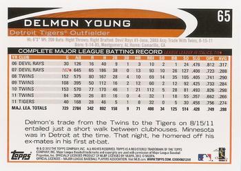 2012 Topps #65 Delmon Young Back