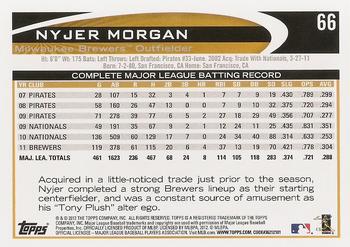 2012 Topps #66 Nyjer Morgan Back