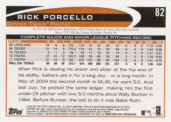 2012 Topps #82 Rick Porcello Back