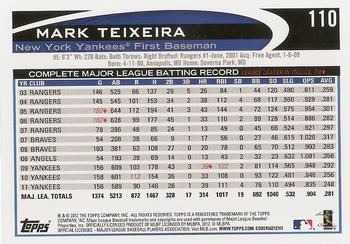 2012 Topps #110 Mark Teixeira Back