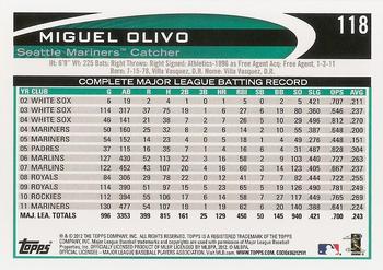 2012 Topps #118 Miguel Olivo Back
