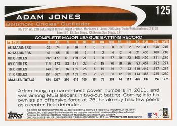 2012 Topps #125 Adam Jones Back