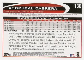 2012 Topps #130 Asdrubal Cabrera Back