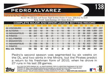 2012 Topps #138 Pedro Alvarez Back
