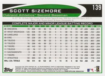 2012 Topps #139 Scott Sizemore Back