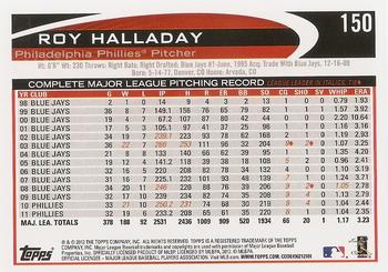 2012 Topps #150 Roy Halladay Back
