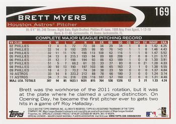 2012 Topps #169 Brett Myers Back