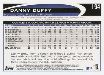 2012 Topps #194 Danny Duffy Back