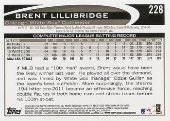 2012 Topps #228 Brent Lillibridge Back