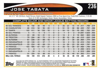 2012 Topps #236 Jose Tabata Back