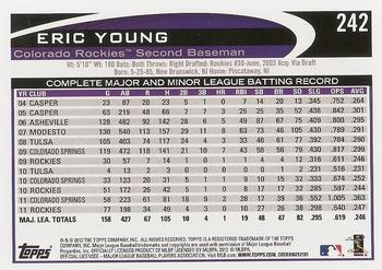2012 Topps #242 Eric Young Back