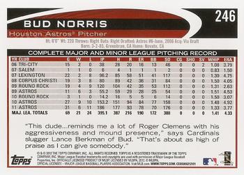 2012 Topps #246 Bud Norris Back