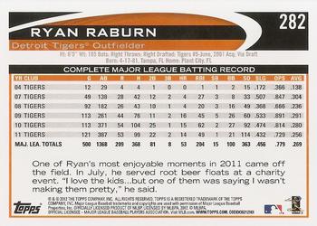 2012 Topps #282 Ryan Raburn Back