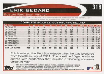 2012 Topps #318 Erik Bedard Back
